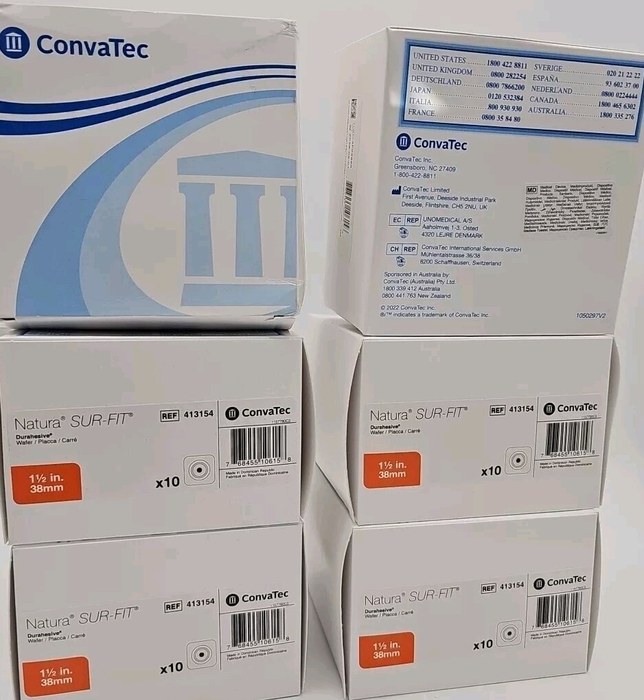 Lot 60 ConvaTec 413154 Sur-Fit Natura Durahesive Wafer 1 1/2″ (38mm) Exp 2028
