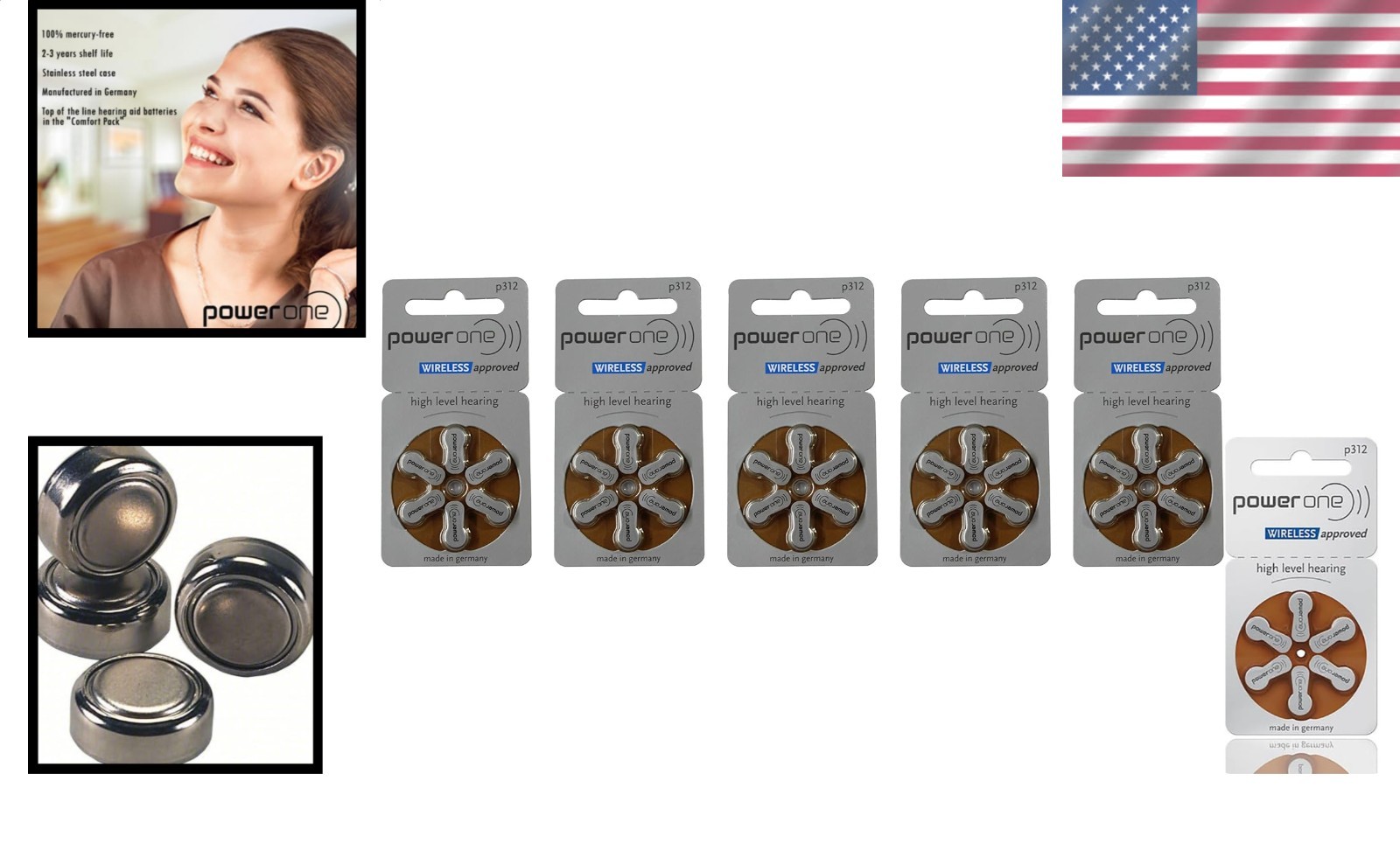 PowerOne 312 Hearing Aid Batteries 30 Pack – Guaranteed Fresh Extra Voltage