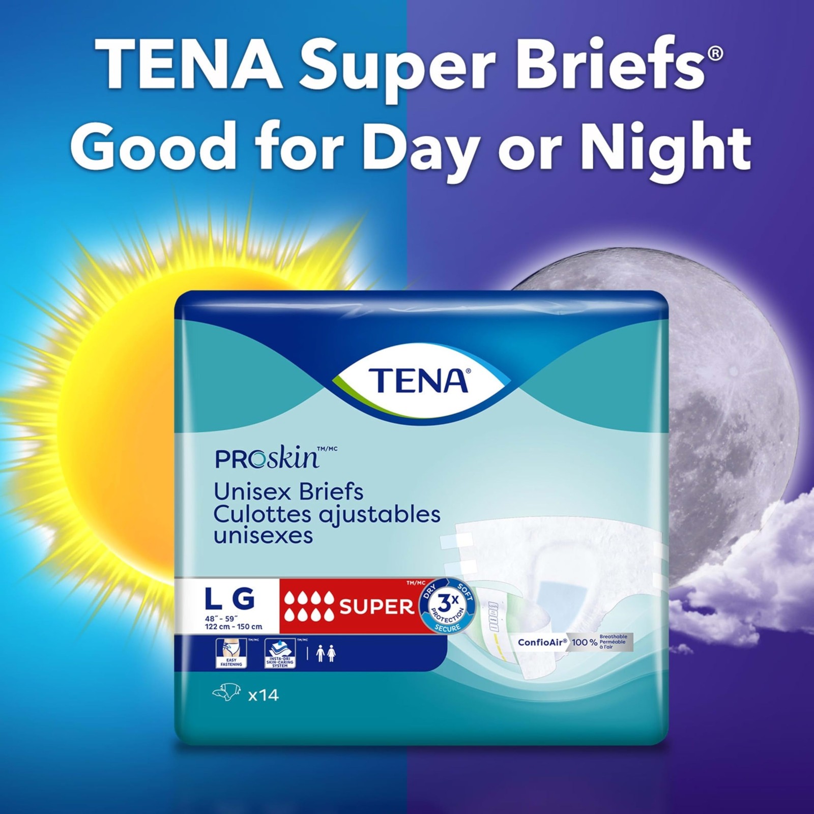 TENA ProSkin Unisex Adult Diapers with Tabs, Maximum Absorbency, Medium, 14 Ct