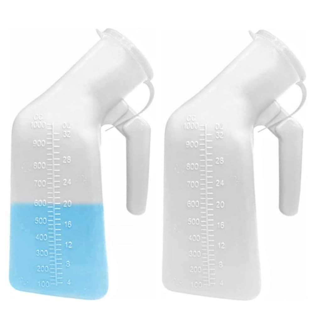 YUMSUM Thick Firm Male Urinal Urine Bottle with 2 Count (Pack of 1), White