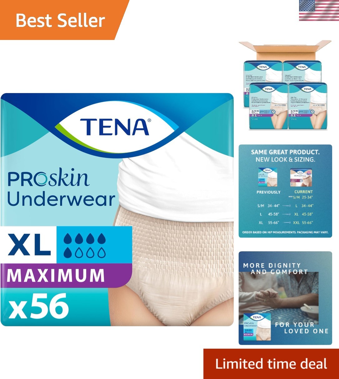 ProSkin XL Nude Incontinence Underwear for Women – 56 Count, Moderate Absorbency