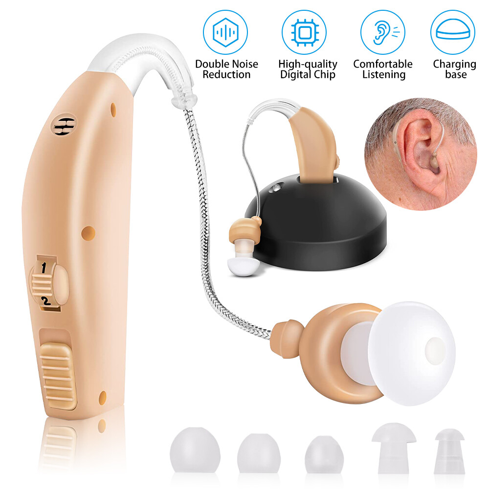 1/2x Rechargeable Digital Hearing Aids Invisible BTE Mini Sound Voice Amplifier
