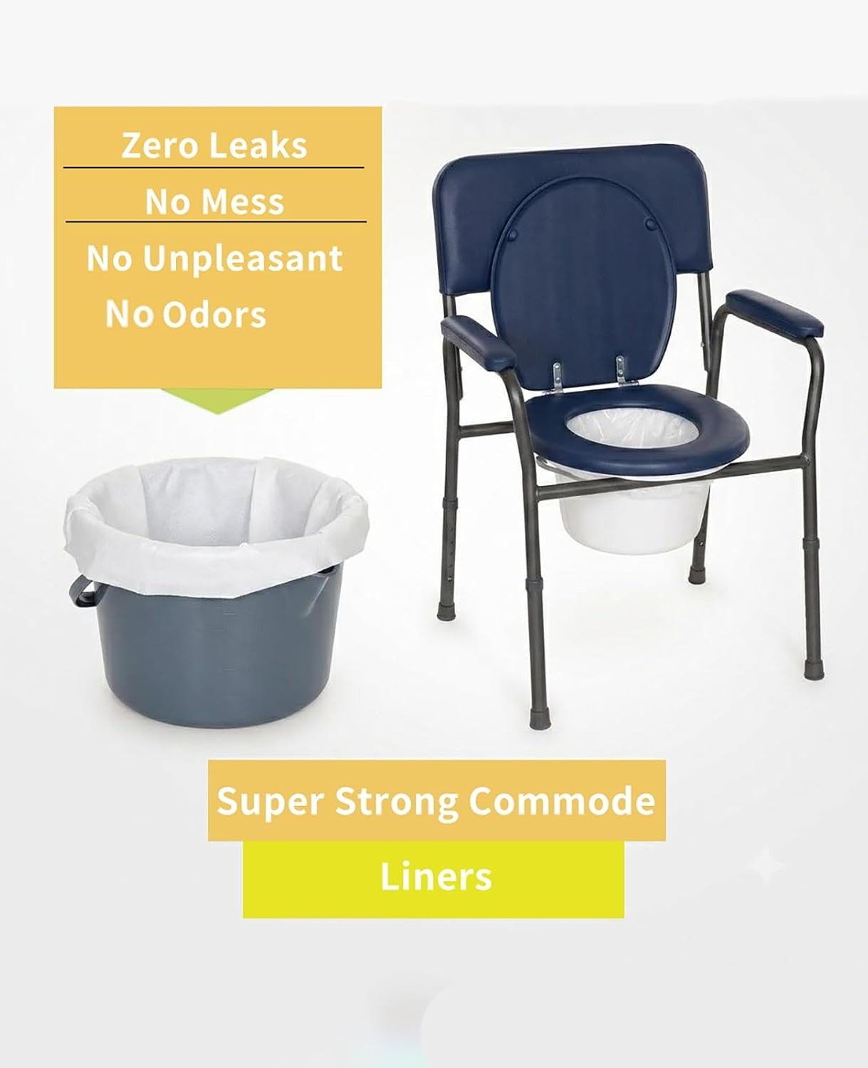 Bedside Commode Liners with Absorbent Pads, Lemon Scented Disposable Commode Bag