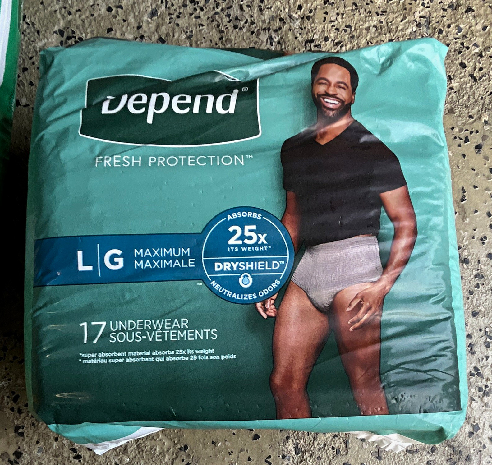 Depend Fresh Protection Men Incontinence Pants L/G 17 Ct Maximum Absorbency 25x