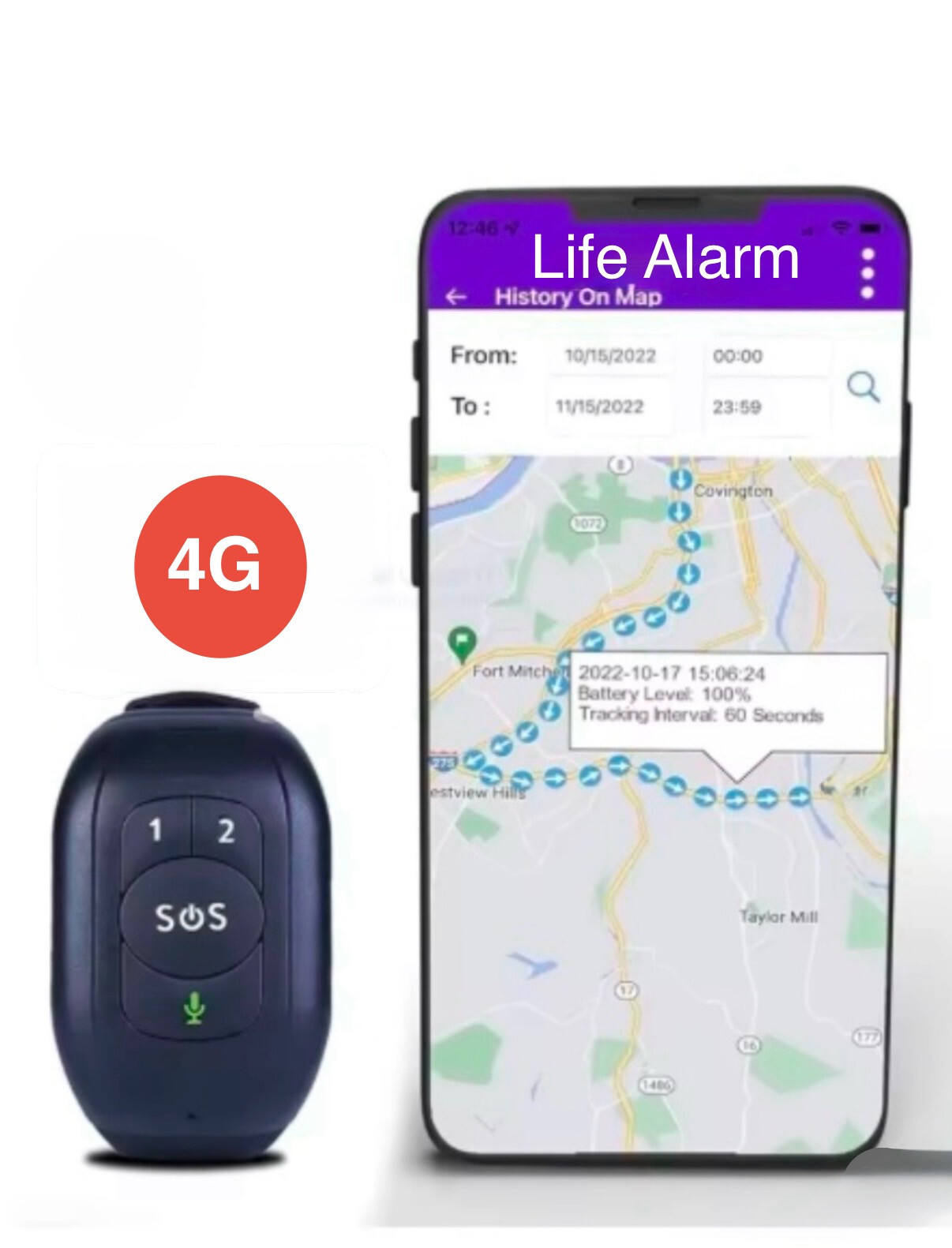 Safety+ 4G Medical Alert System: Fall Detection, GPS Location, 24/7 Monitoring..