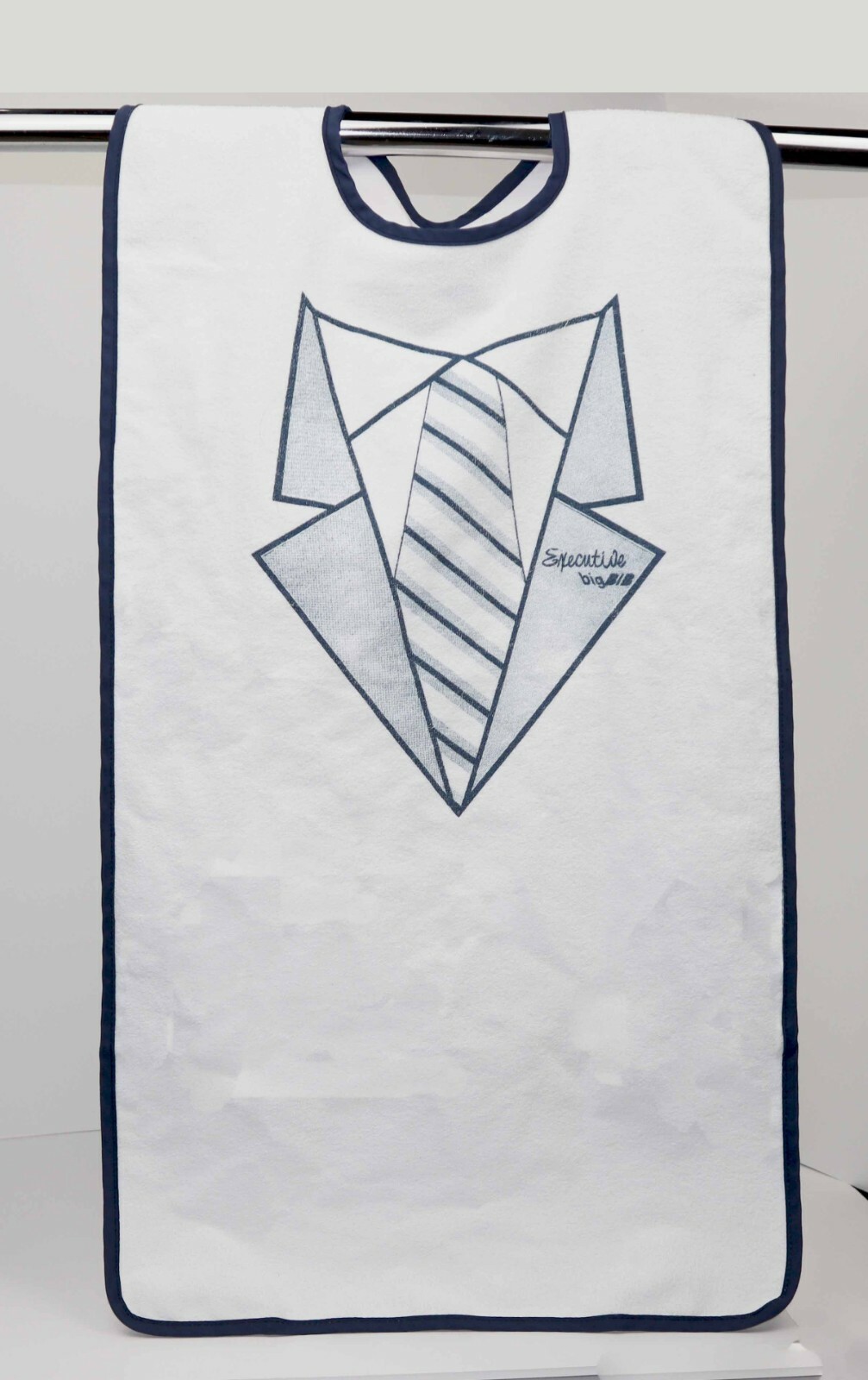Extra Long Waterproof Mealtime Protector Adult Bib 17.5 x 36 Suit/Tuxedo White