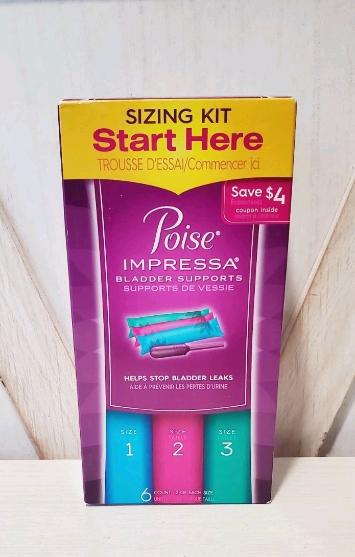 Poise Impressa Women’s Bladder Supports 3 CT 1 Of Each Size 1 – 2 – 3 With Box