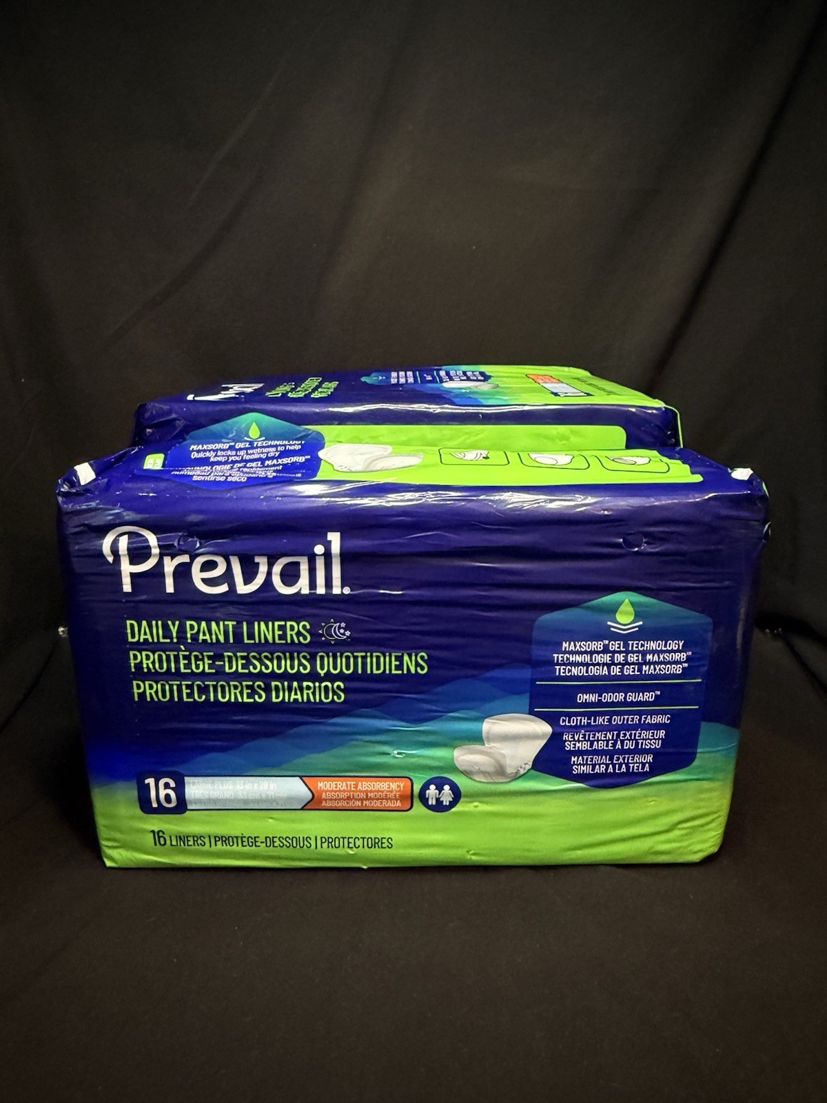 Prevail Pant Liner Elastic Large Plus 13” x 28” – Lot of 48