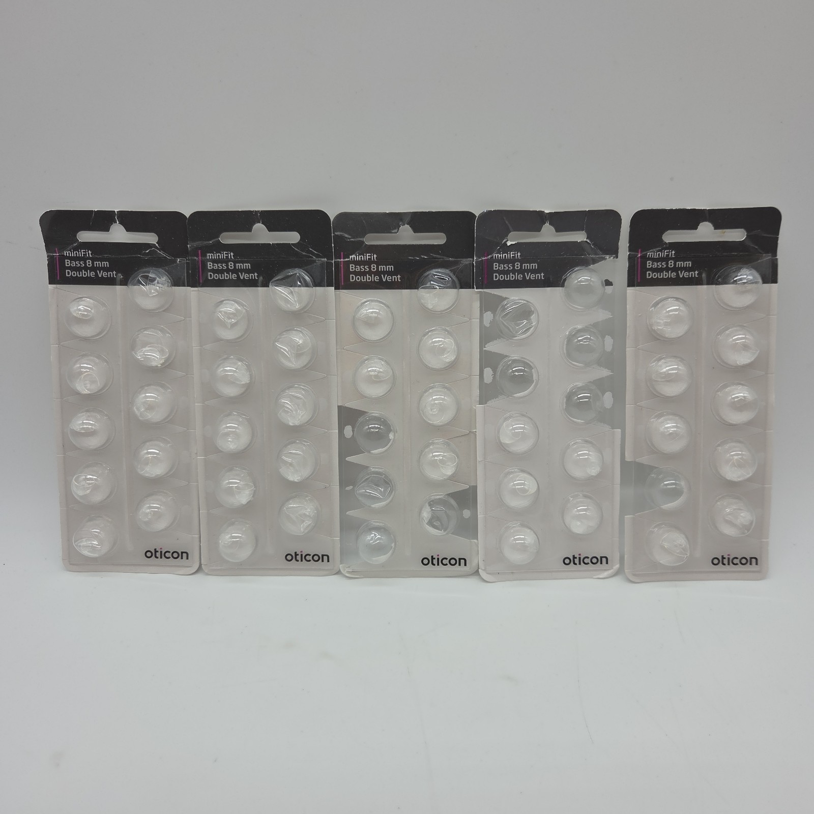 Lot Oticon miniFit 8mm Bass Double Vent Domes For Hearing Aids (40 Domes Total)