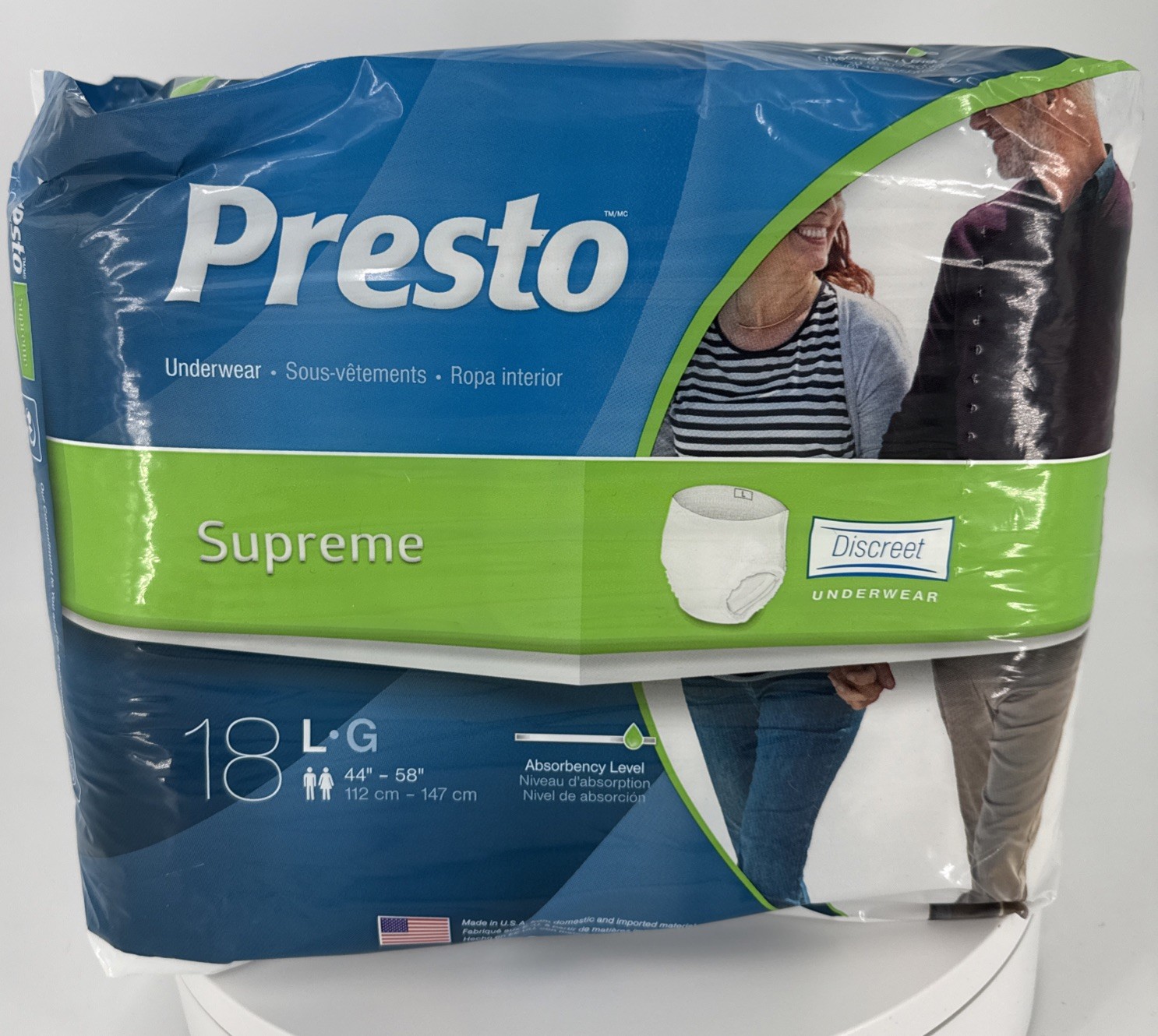 New Presto Supreme Classic Protective Underwear Large 1 Pack of 18 – AUB25040