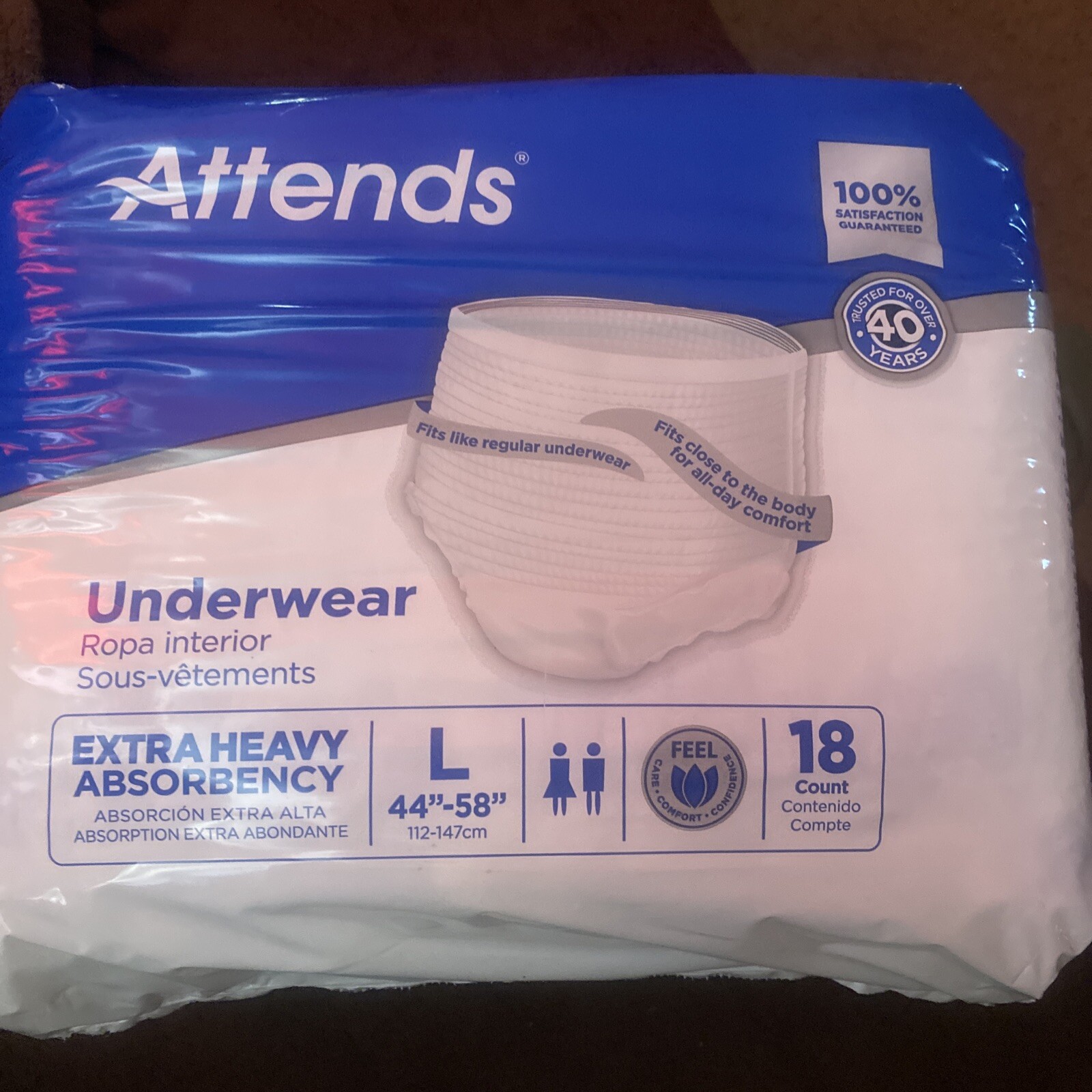 Attends Unisex Adult Incontinence Pull Up On Underwear Diapers, Heavy, Large,18C