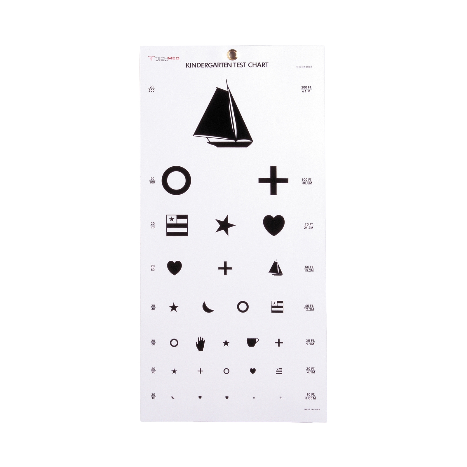 McKesson 20 Foot Distance Wall Mount Preschool Eye Chart Picture 5 per Bag