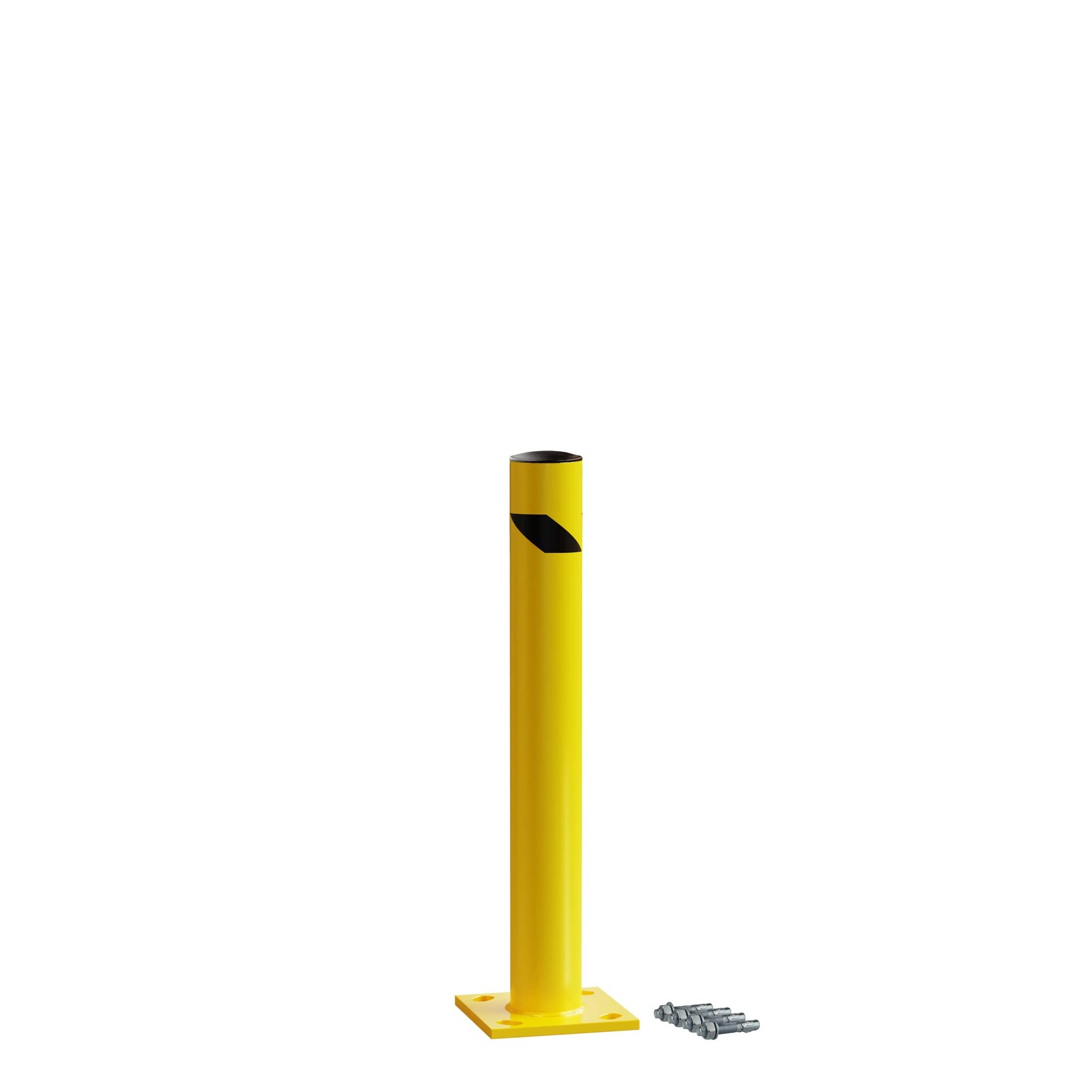 Trafford Industrial Yellow Powder-Coated Steel Safety Bollard, Heavy-Duty Bol…