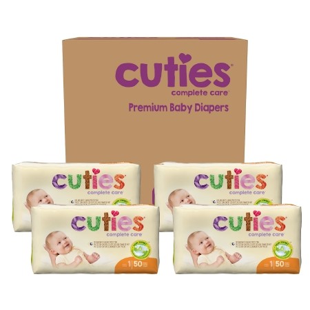 Unisex Baby Diaper Cuties® Size 1 Disposable Heavy Absorbency