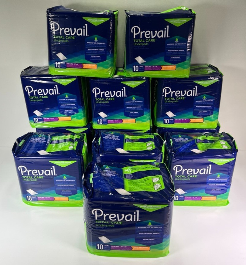 Prevail Total Care Underpads Extra Strong (XL 30″x30″) Case Lot 12 Pk (Qty 120)