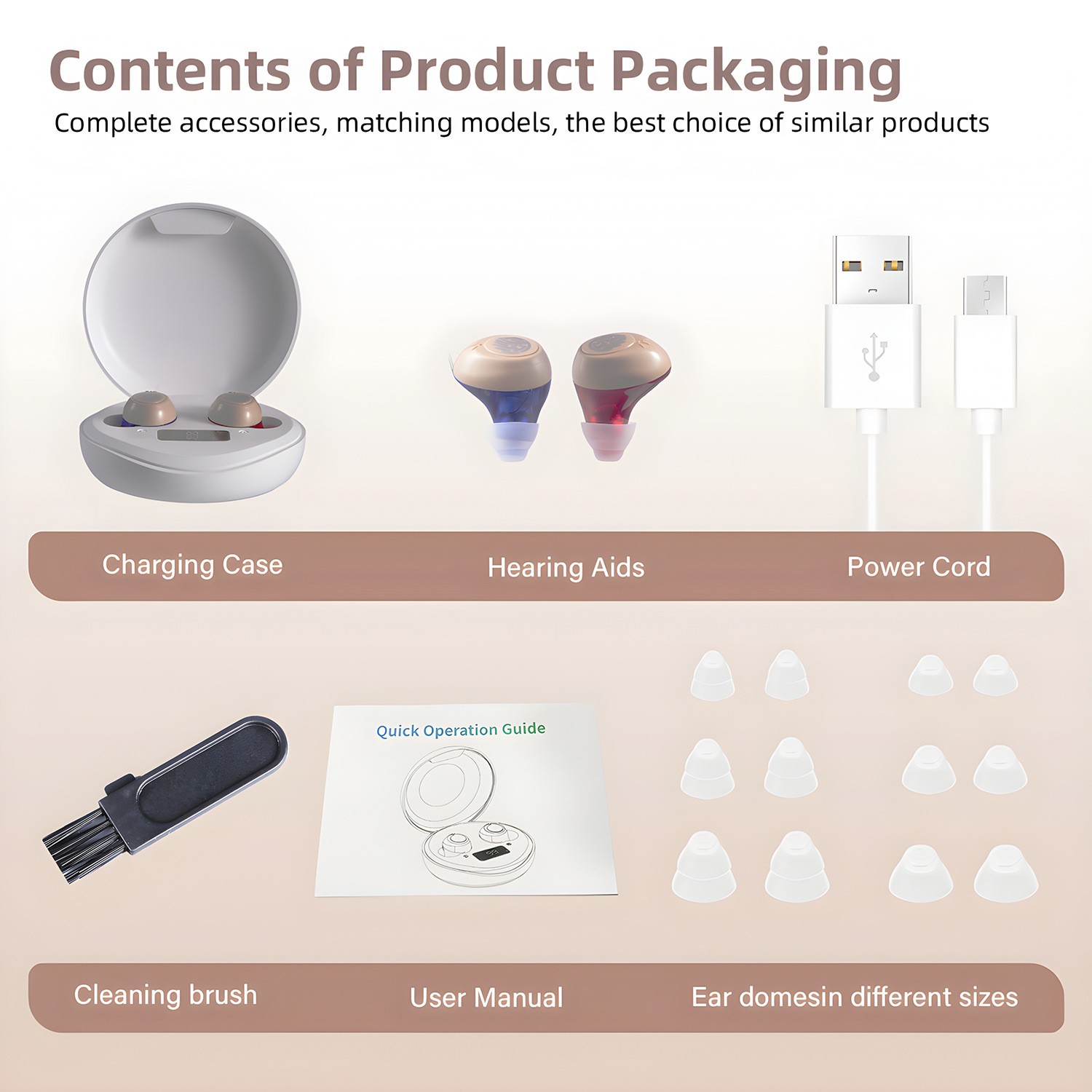 1 Pair of Battery Display Mini Invisible Hearing Aids In Ear Digital Enhancers