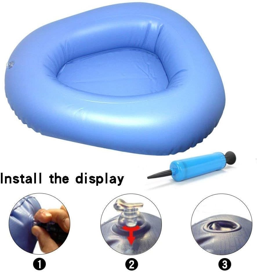 Bigger Washable Portable Air Inflation Blue Bed Pan Bedridden Elderly Inflatable