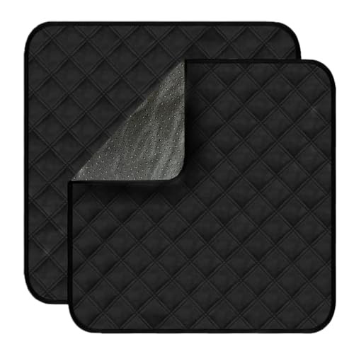 Waterproof Chair Pads for Incontinence 2Pcs Resuable Washable Seat Black