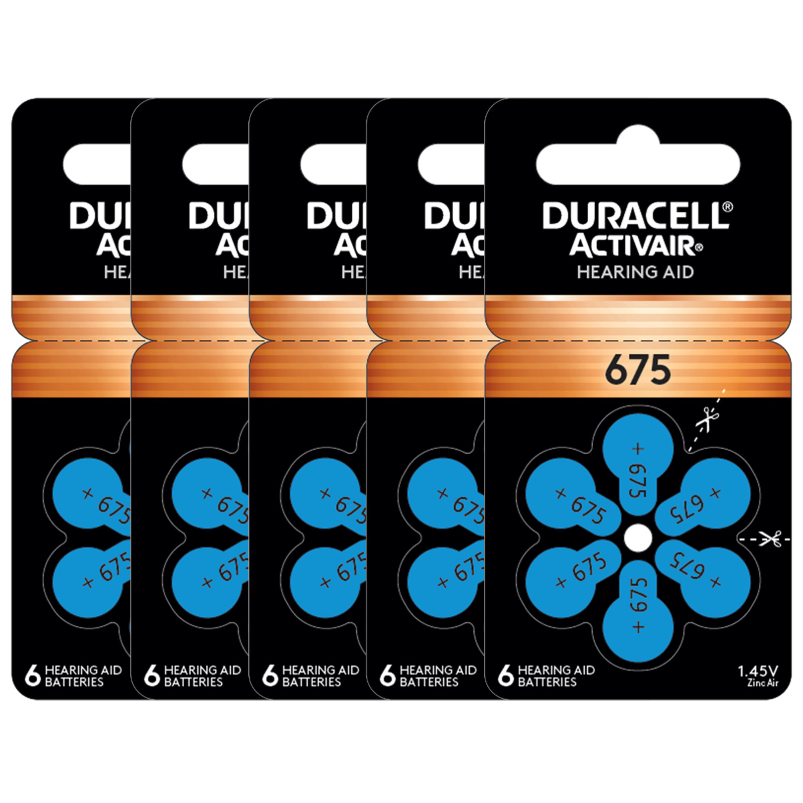 Duracell Size 675 Activair PR44 P675 Hearing Aid Batteries (30 Pack)