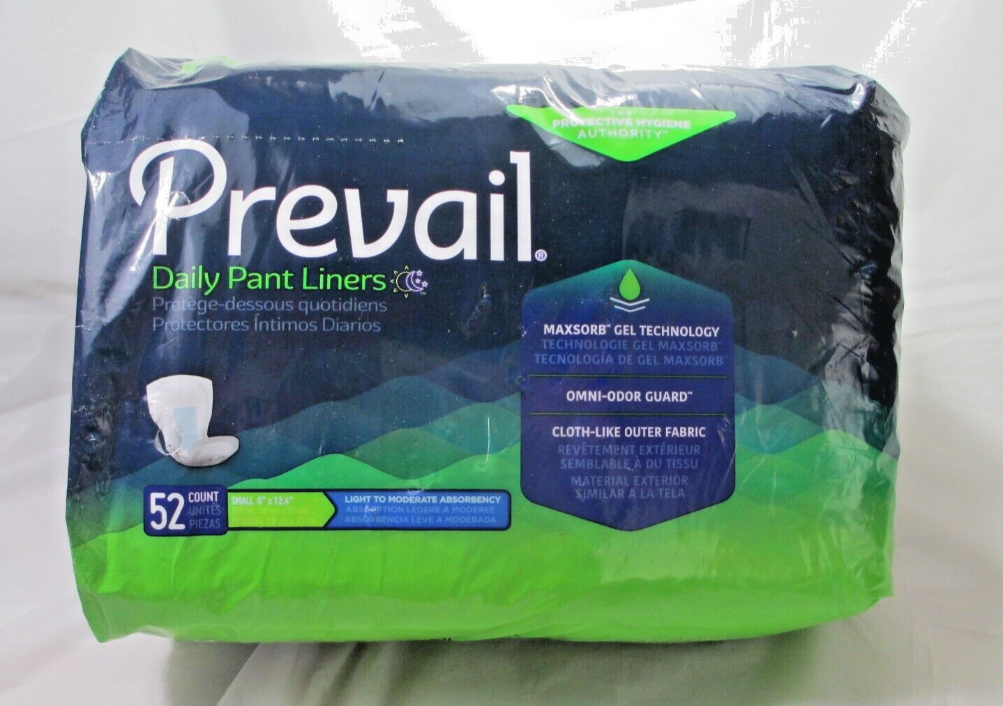 ADULT DAILY PANT LINERS SMALL 6″ x 12.4″ (16cm x 31cm) 52 count Prevail