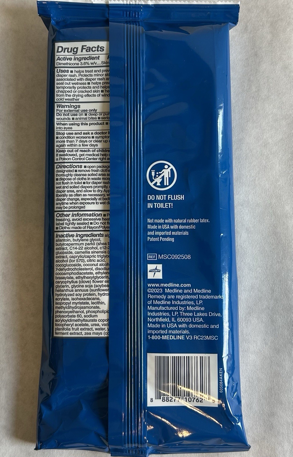 12 Packs Medline Remedy 3 in 1 Barrier Cream Cloth 8X8 EXP 2027/2028 Adult wet