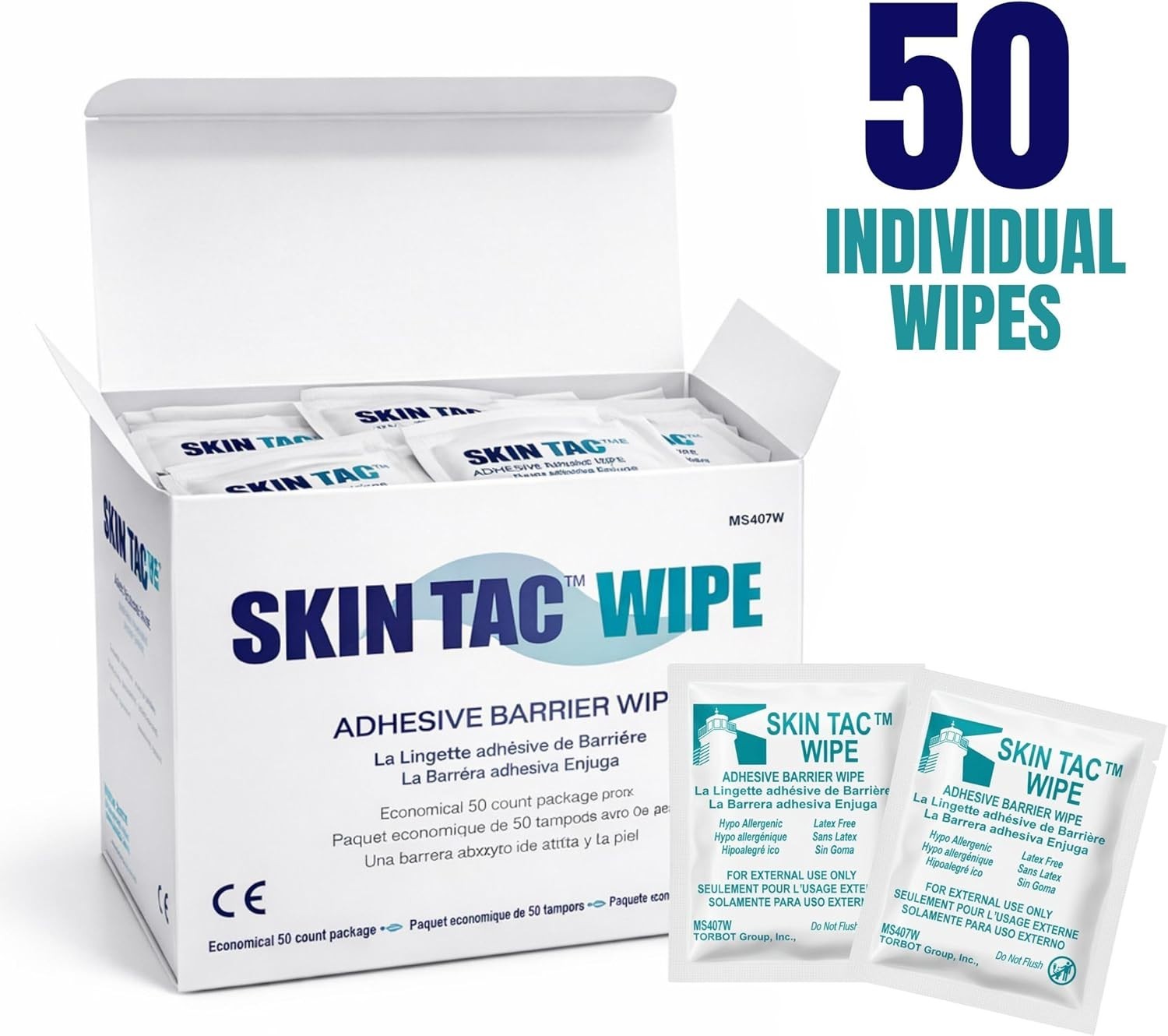 Convenient Hypoallergenic Prep Wipes, Latex-Free – 50 Wipes per Box, Set of 2