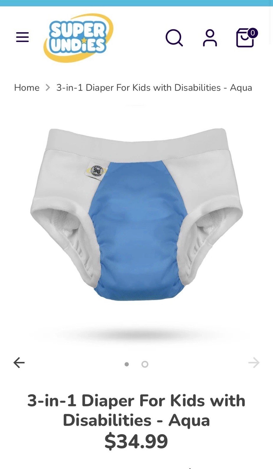 4 Super Undies Special Needs Waterproof Underwear/Training Pants (size medium)