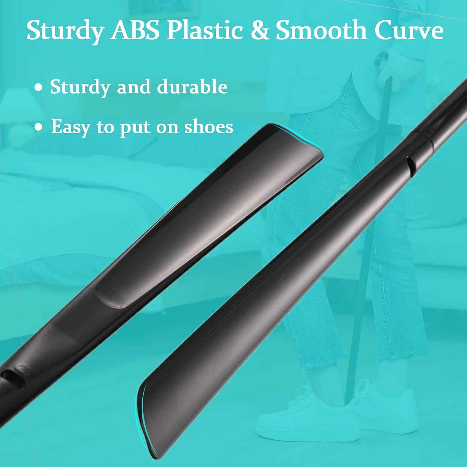 Fanwer Shoe Horn Long Handle for Seniors – 33.5″ Dressing Stick, Sock…