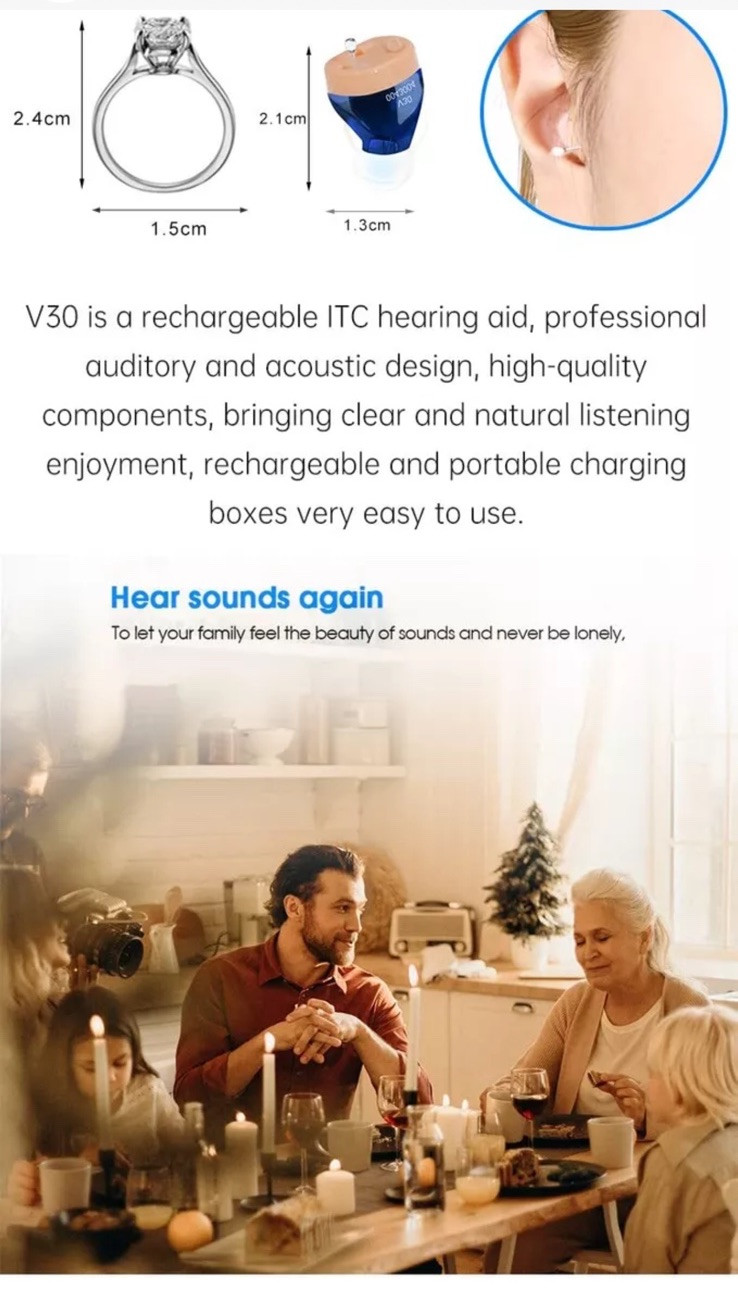 Rechargeable Invisible Hearing Device Set HD USA 35 Hr Use