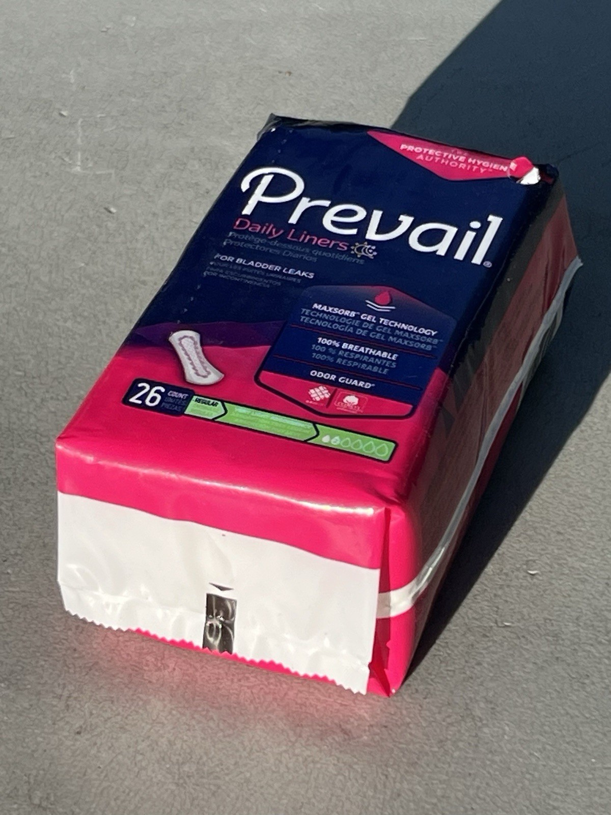 Prevail Daily Liners 26 ct Incontinence 7.5” Length 2-Very Light Absorbency