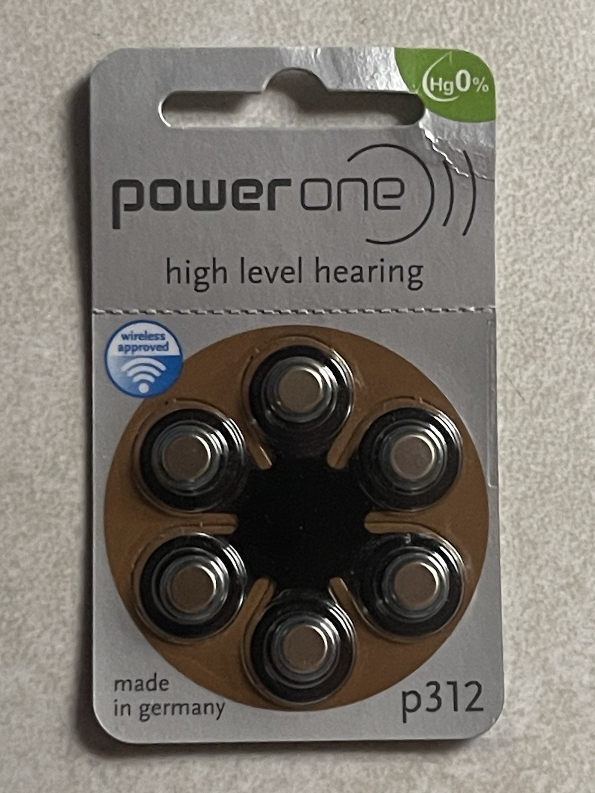 6 pcs Power One PowerOne Hearing Aid Batteries~ p312~