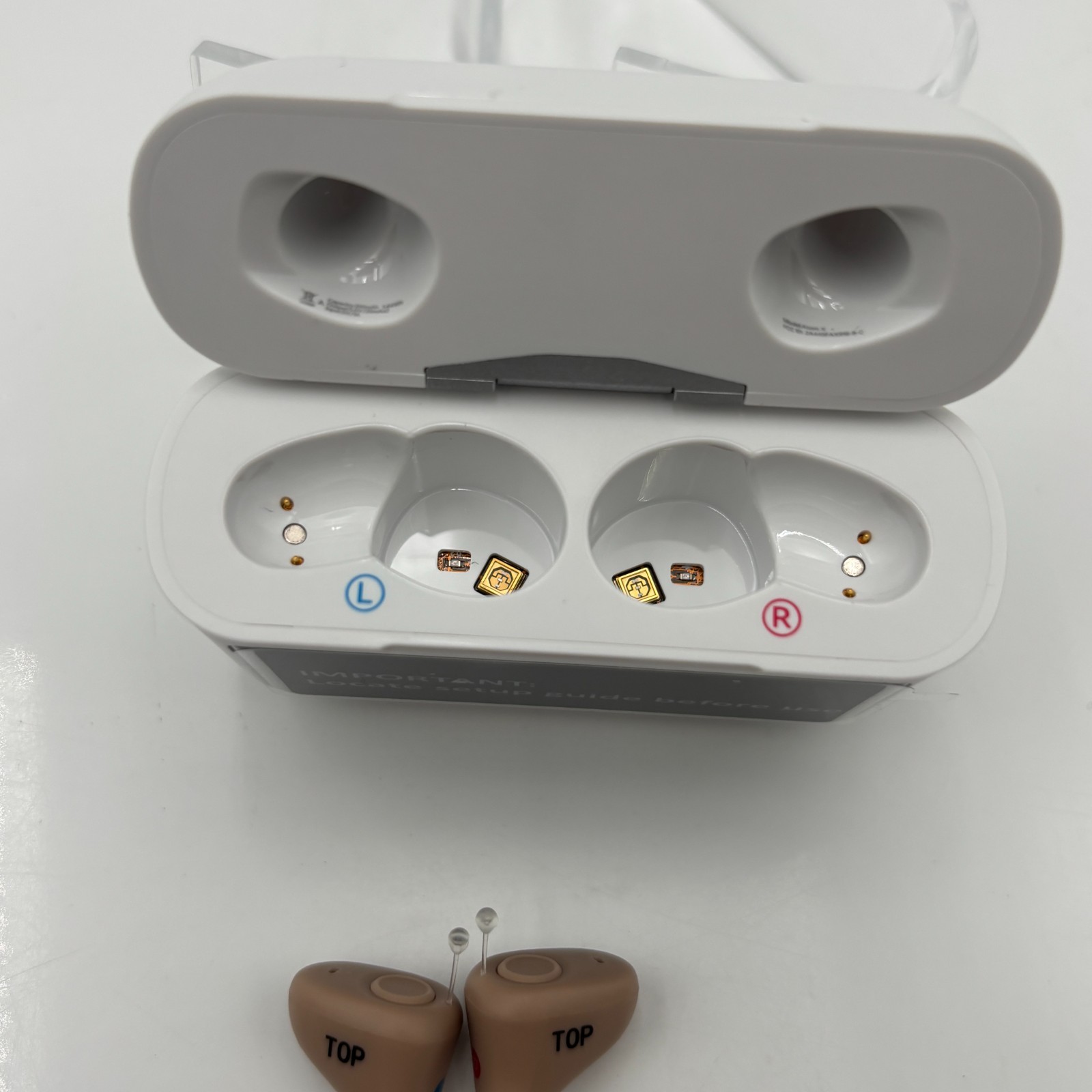 Audien Hearing ATOM X Rechargeable OTC Hearing Aids White USB C New Open Box