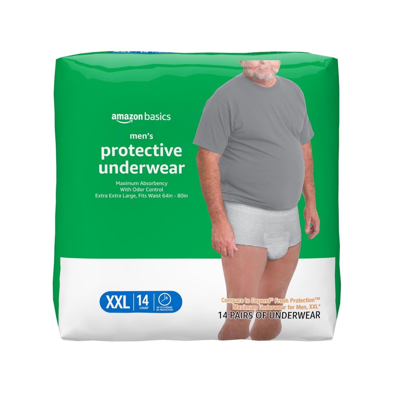Maximum Absorbency Incontinence Underwear for Men, Leak Protection, 2X-Large, 14
