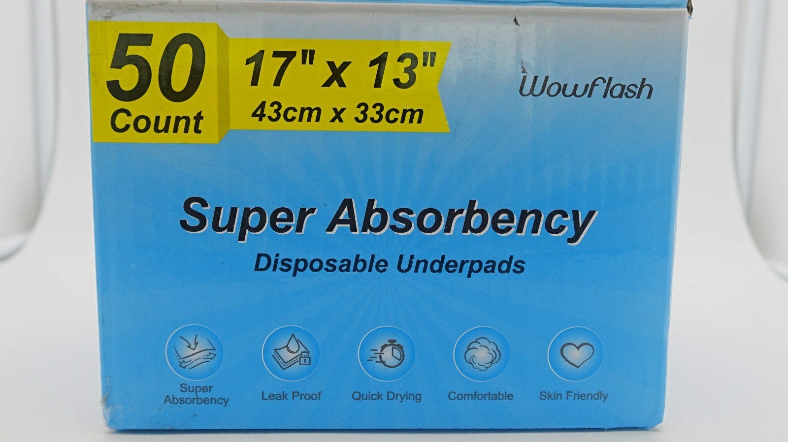 Wow Flash 17”x 13” 50 Count Super Absorbency Quick Drying Disposable Underpad