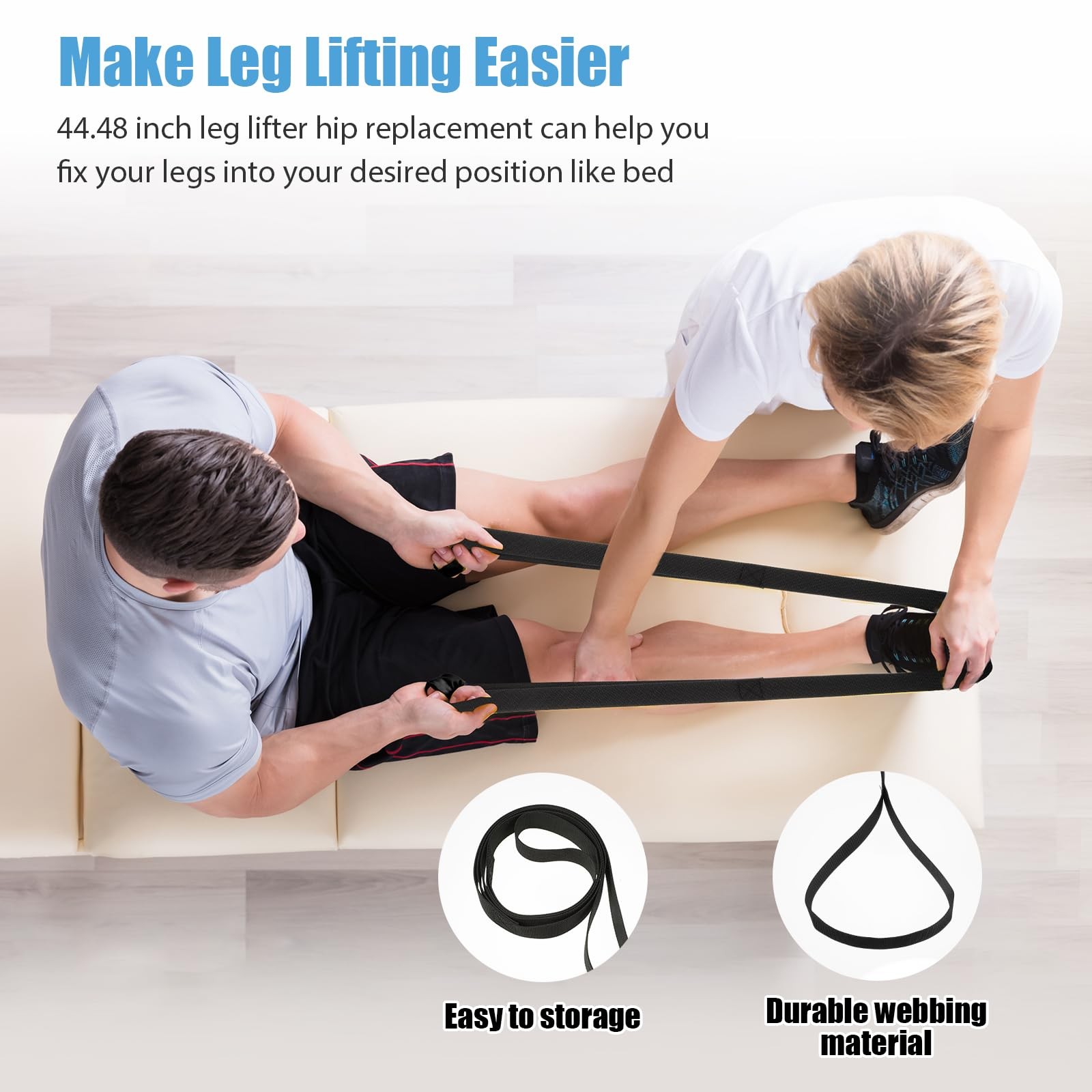 Domensi 6 Pcs Total Hip Kit with Leg Lifter Back Knee Replacement Blue