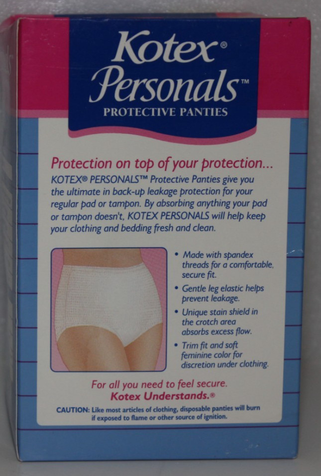 VINTAGE KOTEX PERSONALS 3 DISPOSABLE PROTECTIVE PANTIES SIZE 5 6 7 1994 NEW NOS