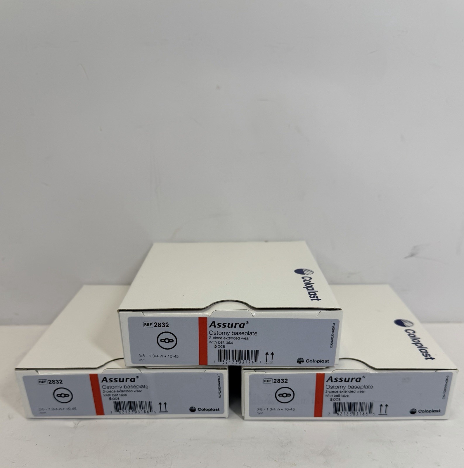 (3) COLOPLAST ASSURA OSTOMY BASEPLATE FLANGE CONVEX #2832 “””BRAND NEW”””