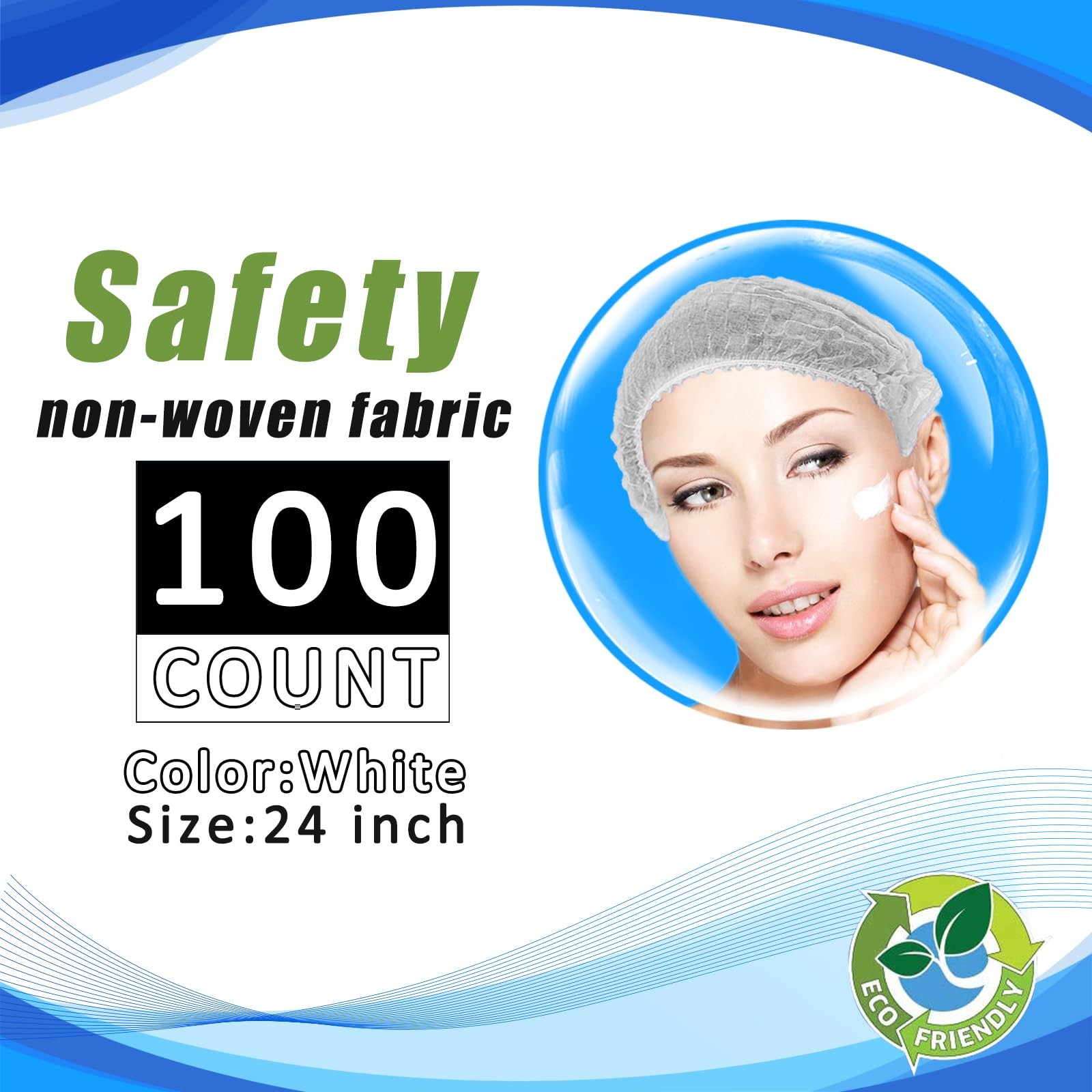 Disposable Bouffant Caps 100pcs,24inches Hair Net, Elastic Dust Cap for Food …