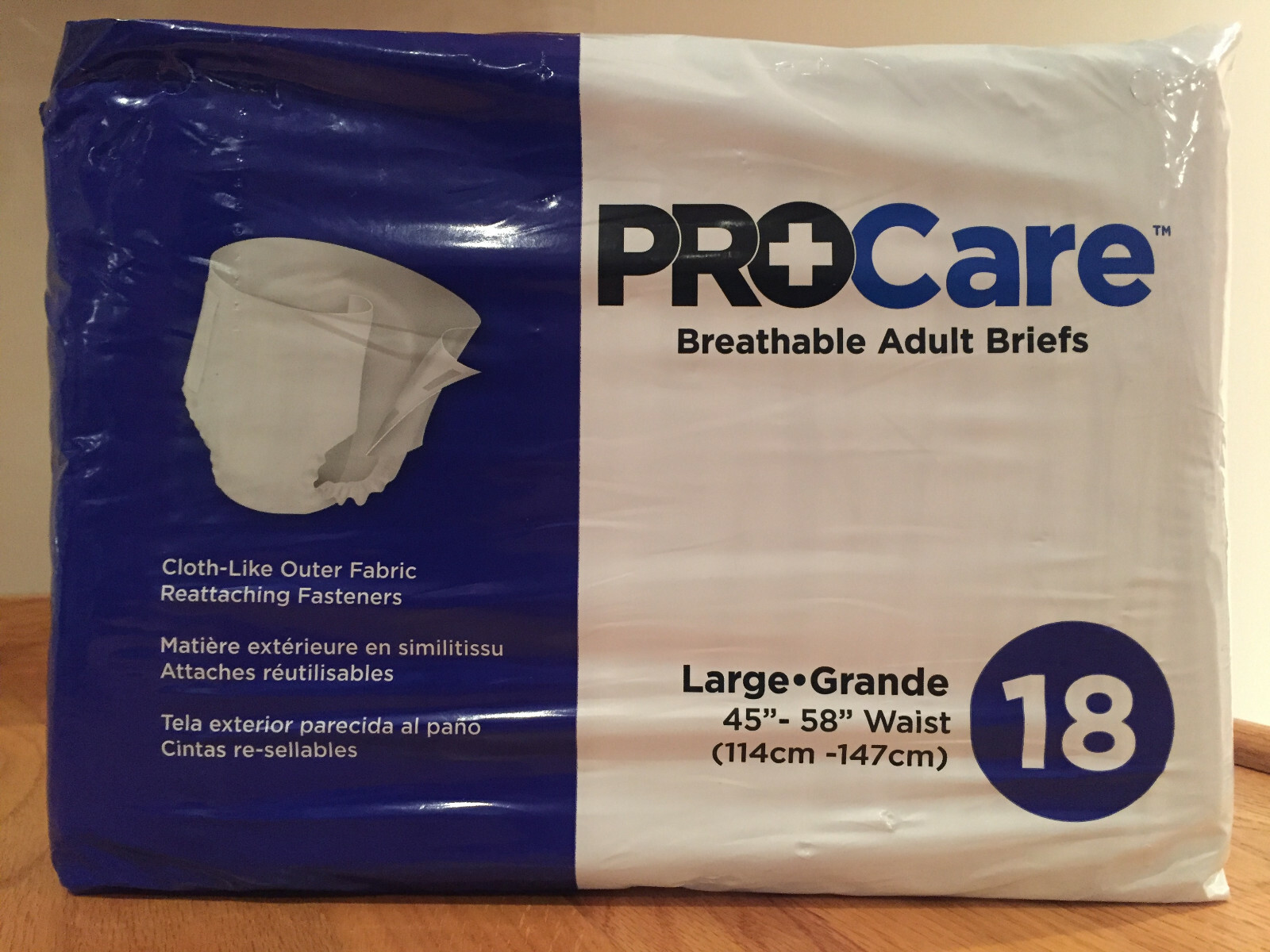 Procare Breathable Adult Briefs Diapers Large 45″ – 58″ Waist – 18 Count ~ NEW