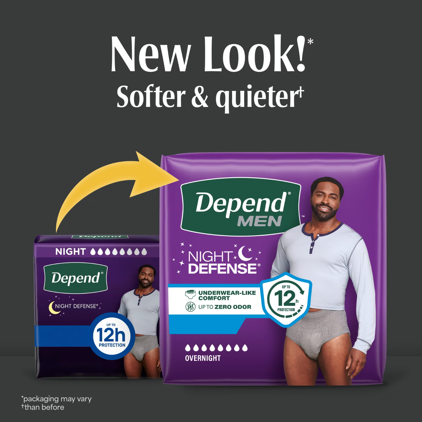 Depend Night Defense Incontinence Underwear for Men, Adult Diapers, L, 56 Count