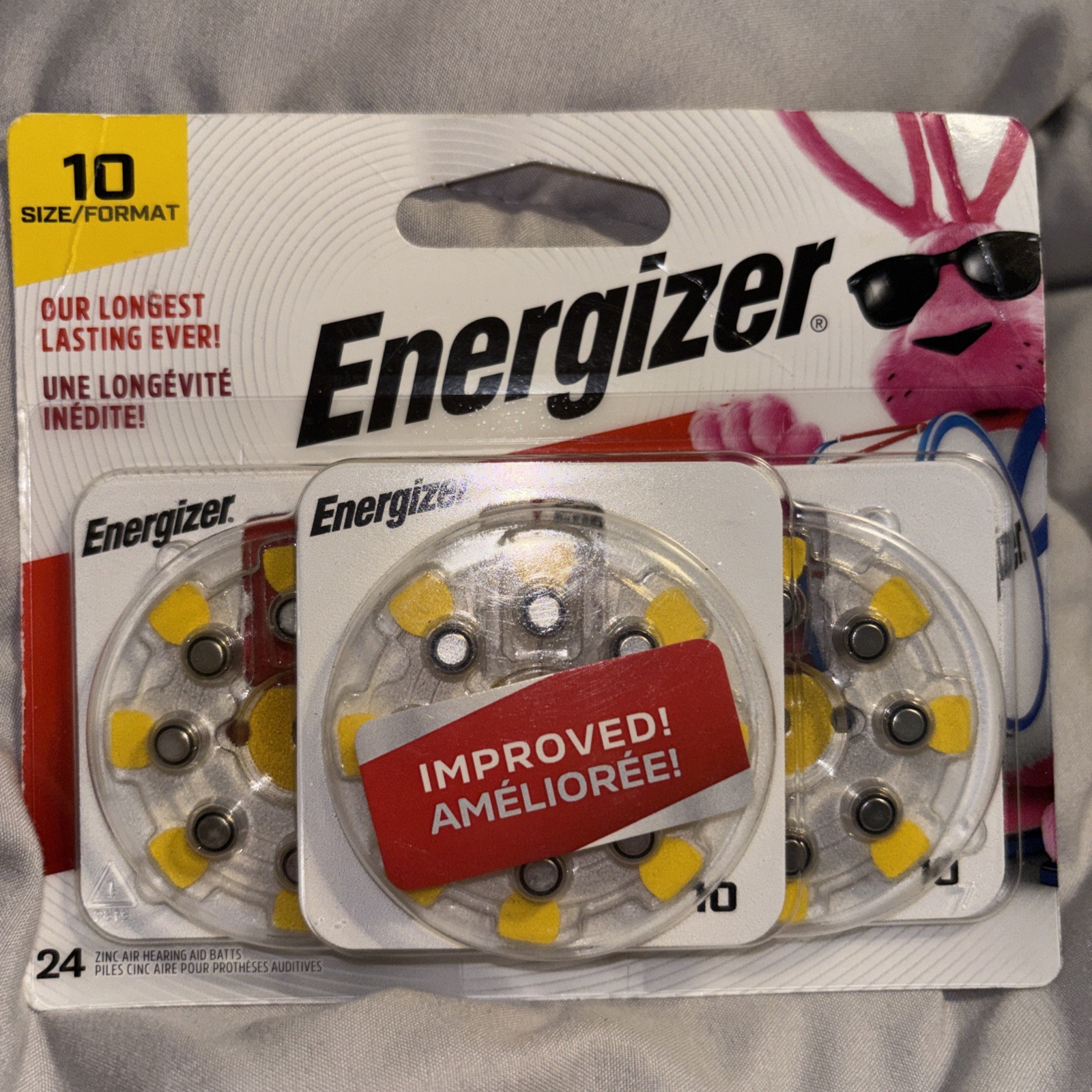 Energizer Hearing Aid Batteries Size 10 Yellow Tab 24 Pack BRAND NEW