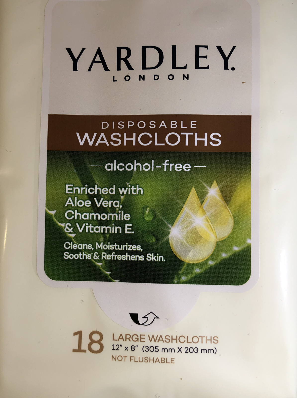 Adult Disposable Washcloths By Yardley London Pk Of 18 Large 12” x 8”-NEW-SHIP24
