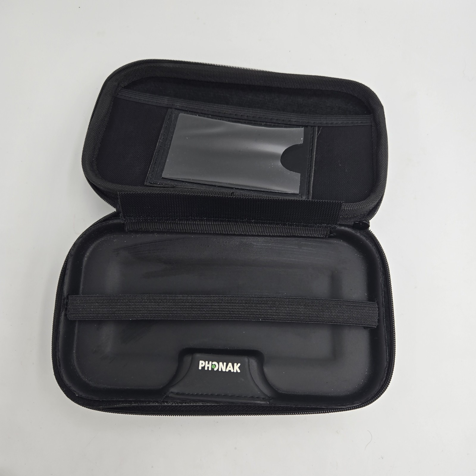 Phonak Hearing Aid Storage Case Black Hard Soft Shell Travel Clamshell Zipper