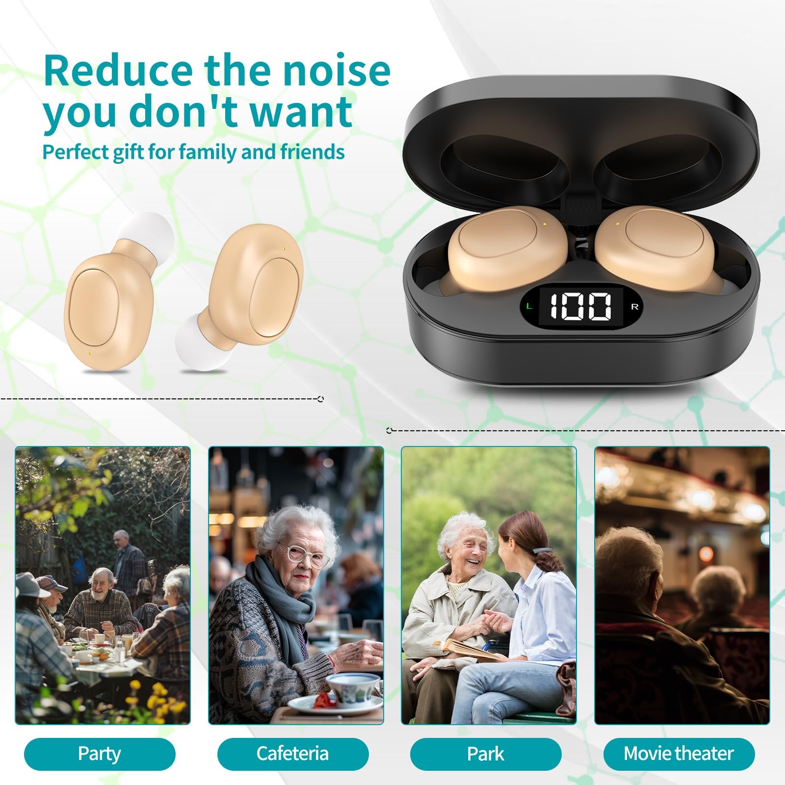 OTC Hearing Aids for Seniors & Adults – Rechargeable, 25+ Hour Battery Blue