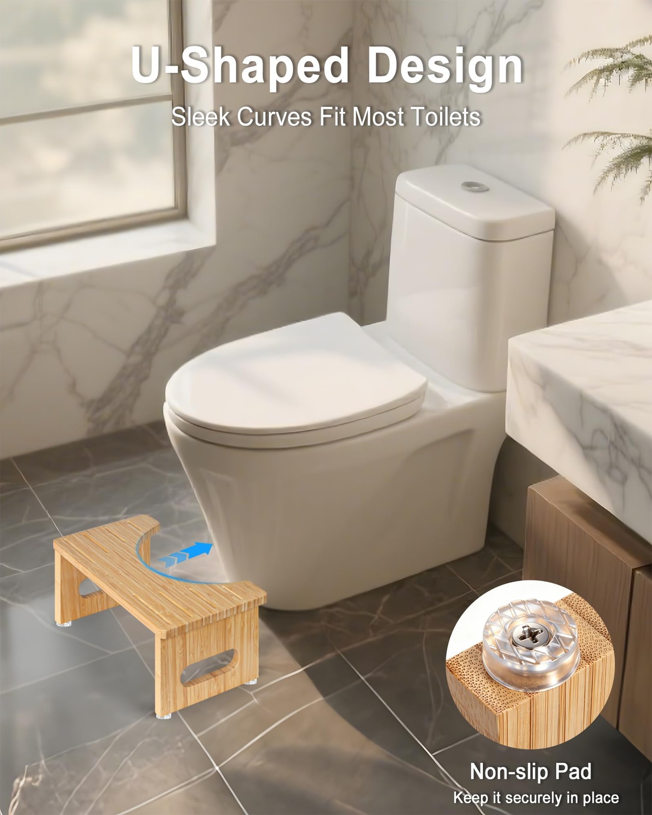 Yose Foldable Toilet Stool 7.5 Inches Bamboo Toilet Stool Squat For Adults