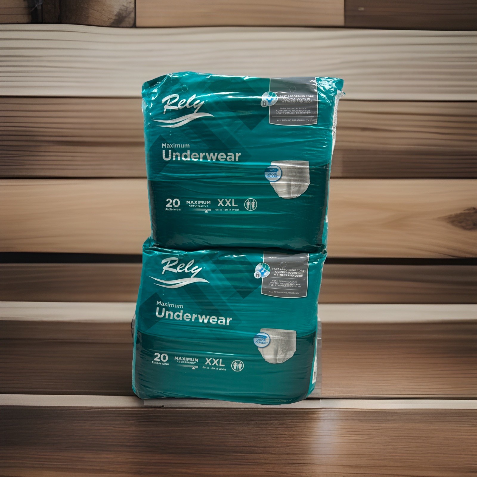 Lot Of 2 – 20 (40 Total) Rely Maximum Absorbency Underwear size XXL