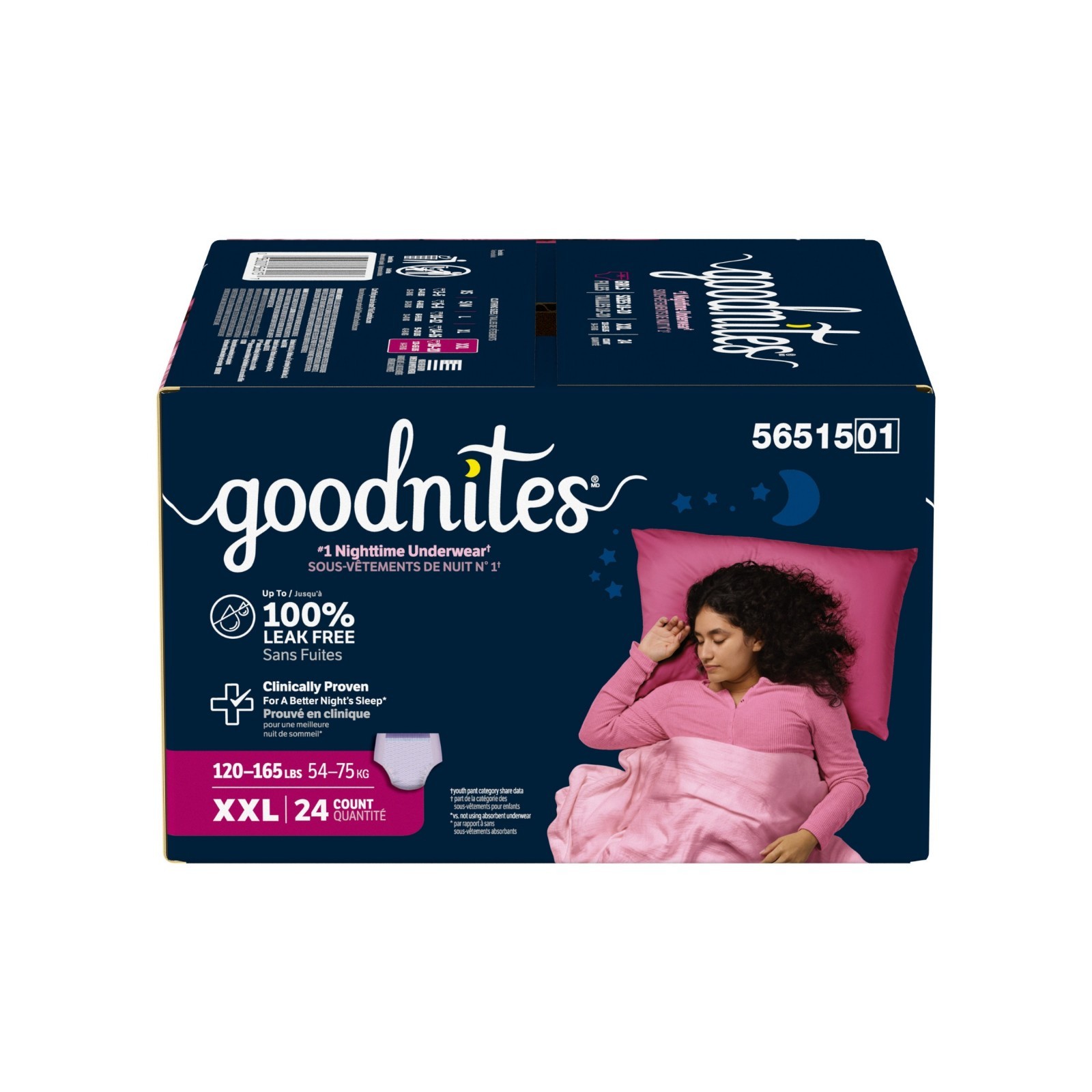 Goodnites Girls’ Nighttime Bedwetting Underwear, Size XXL (120-165 lbs), 24 Coun