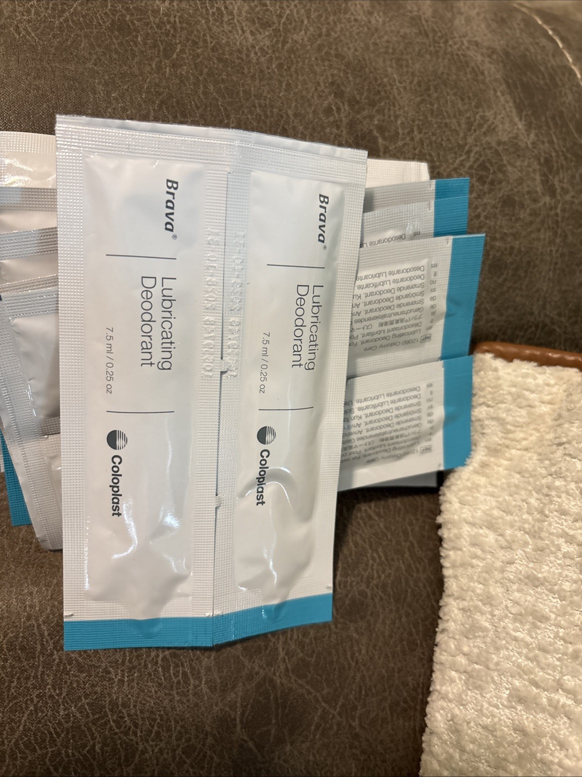 14 – Coloplast Brava Lubricating Deodorant Packets 7.5ml/0.25oz Travel Packs
