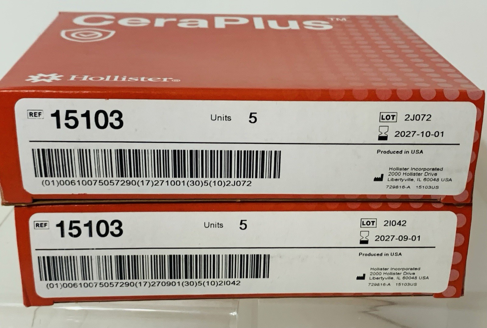 2 BOXES Hollister CeraPlus 15103 New Image 2-Pc Ostomy Skin Barrier 2-1/4″