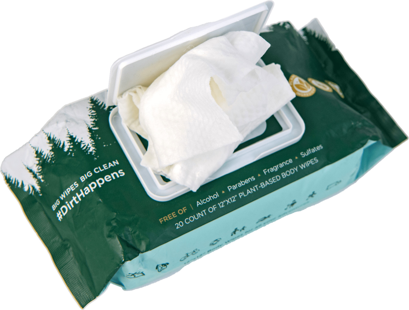 Large Body Wipes Bathing Biodegradable Aloe Vitamin E Tea Tree Oil 20ct PullPack